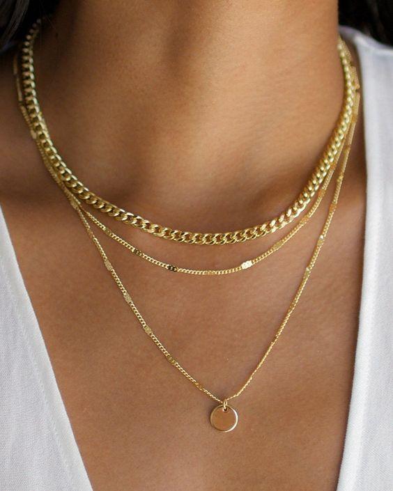 Long Gold Necklace | Layered chain necklace | gold chain