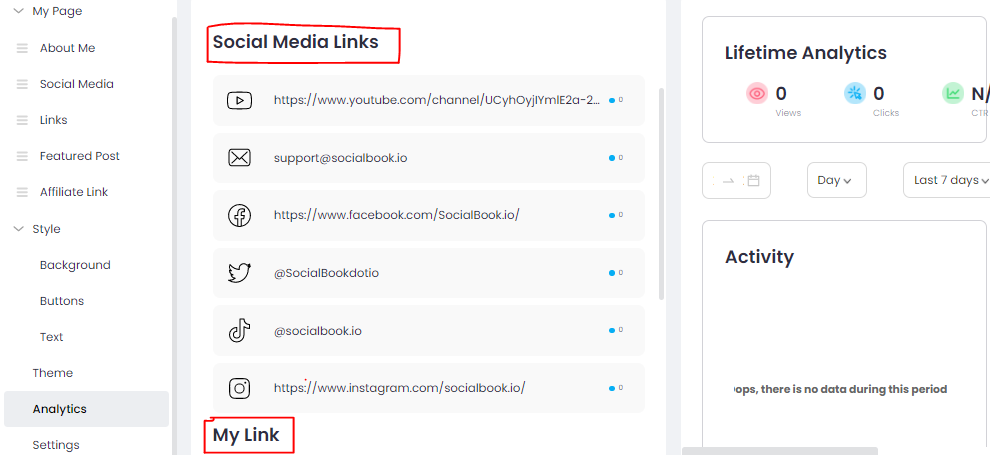 Add your social media account links to your LinkOne page. 