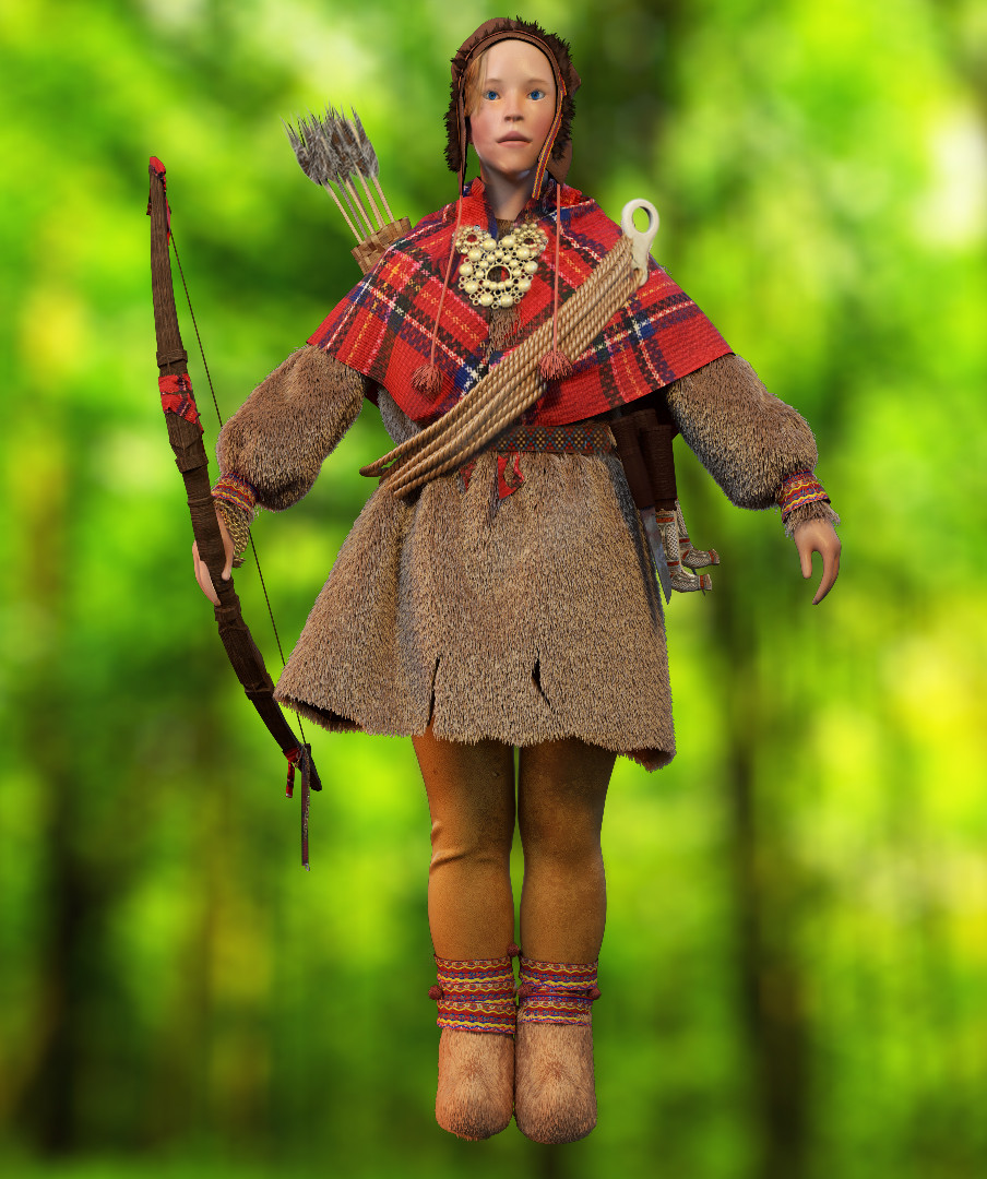 Digital art of Juksakka with a bow and arrow