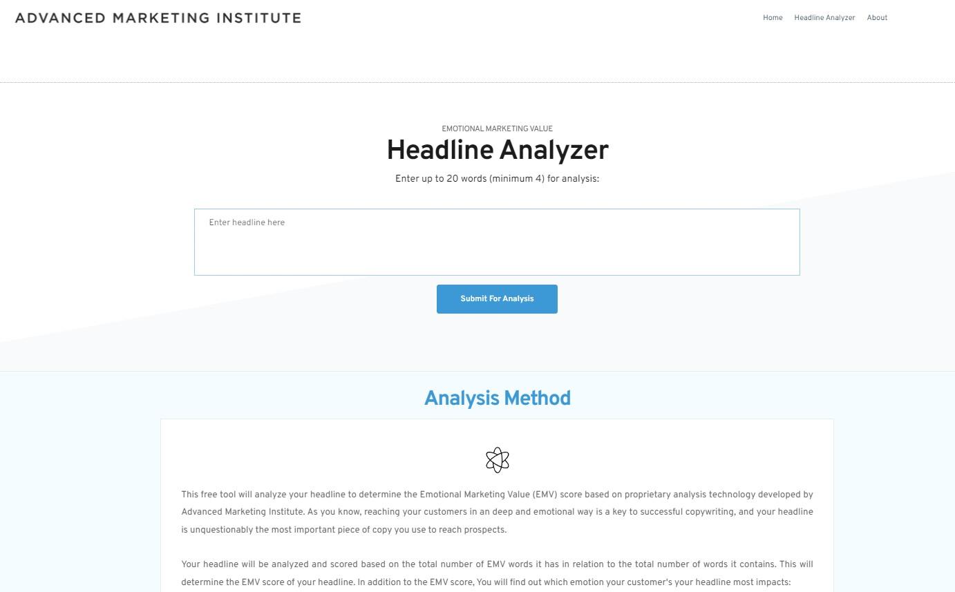 Headline Analyzer - Emotional Marketing Value analysis tool