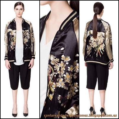 Zara bomber bordada con contrastes