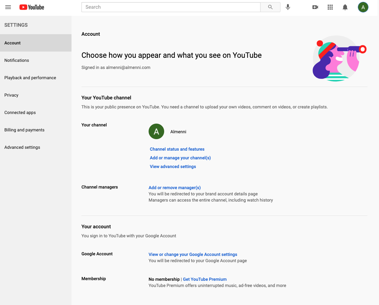 How to add individuals to a youtube account