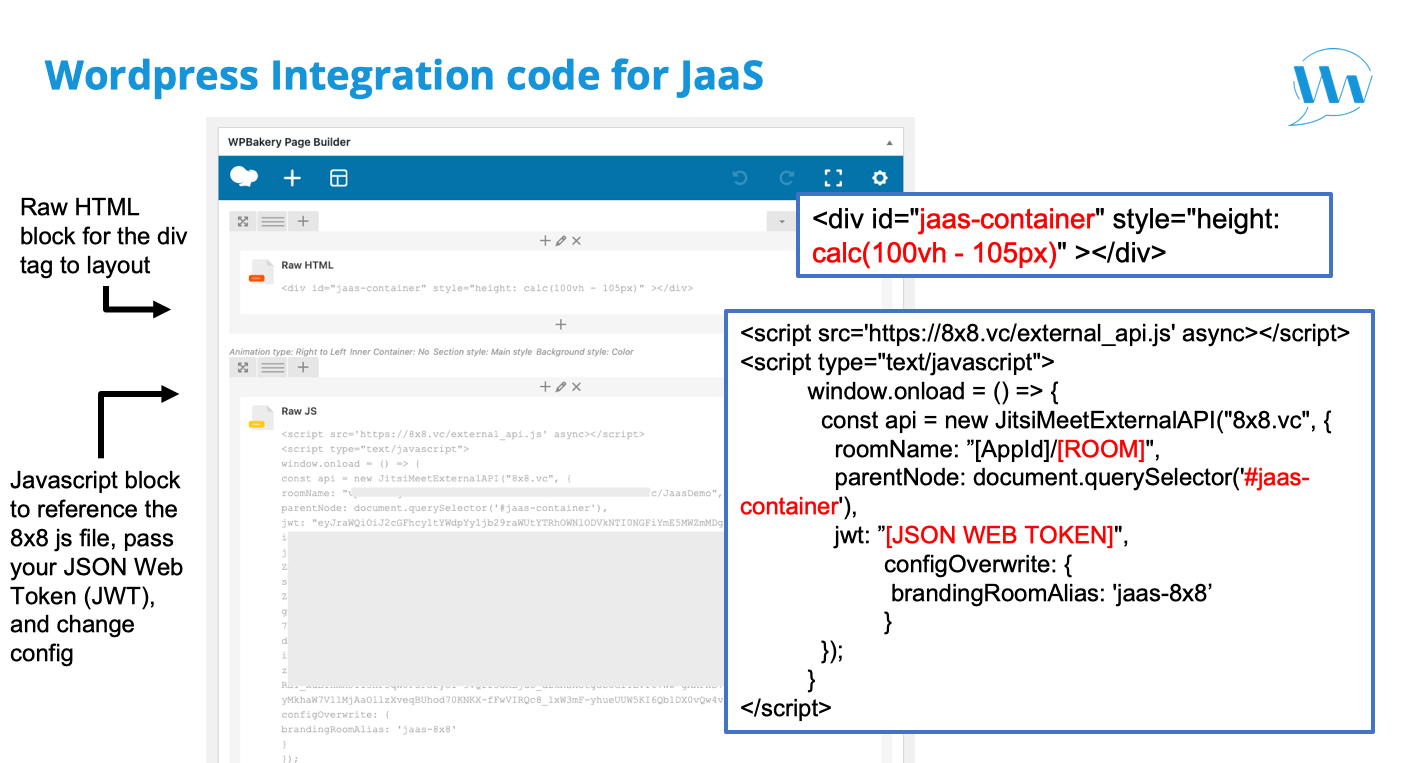 Wordpress integration code for JaaS