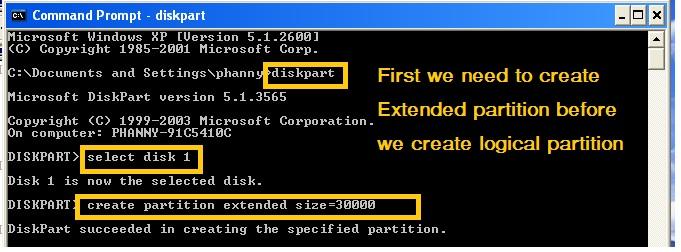 C:\Users\phanny.nget\Desktop\Diskpart Command\Disk Part Command\Create Logical partition\Logical Partition(1).jpg