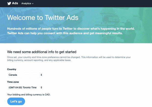 twitter ads account sign up