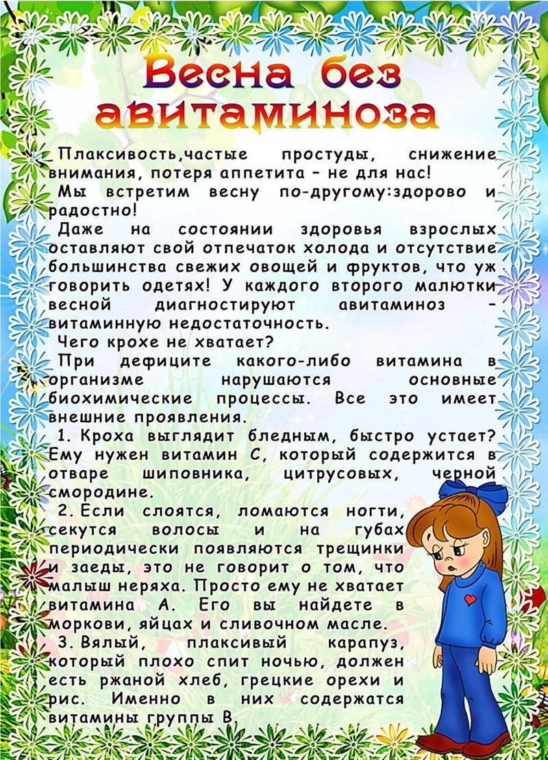 Весна без авитаминоза консультация для родителей