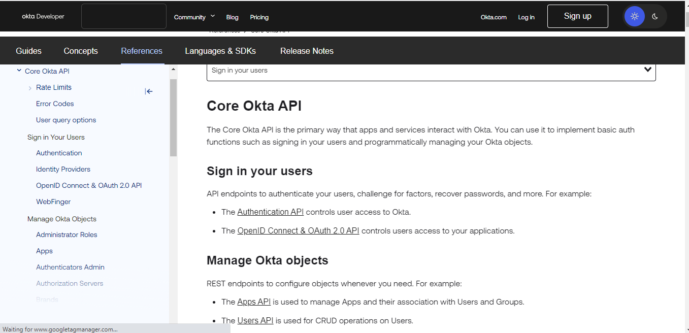 Okta API connections - private API