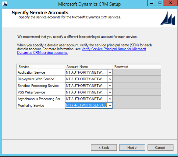 CRM 2015 Security Account