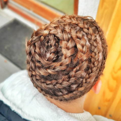 rolled matte braided hair