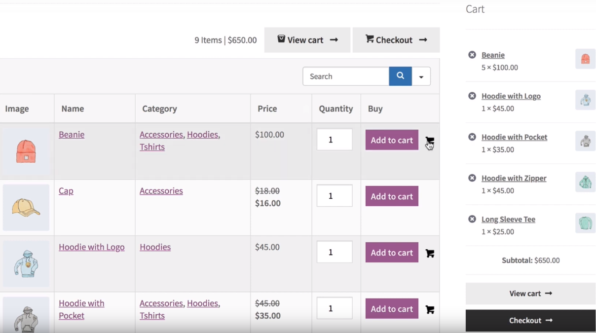 WooCommerce product table pro