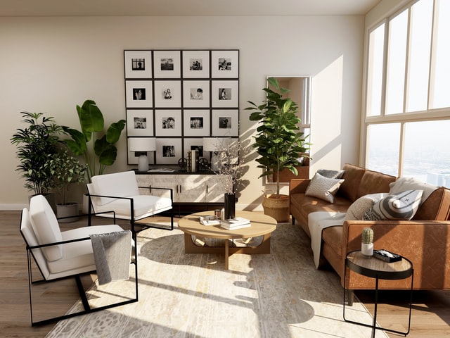 ruang tamu dengan desain interior minimalis