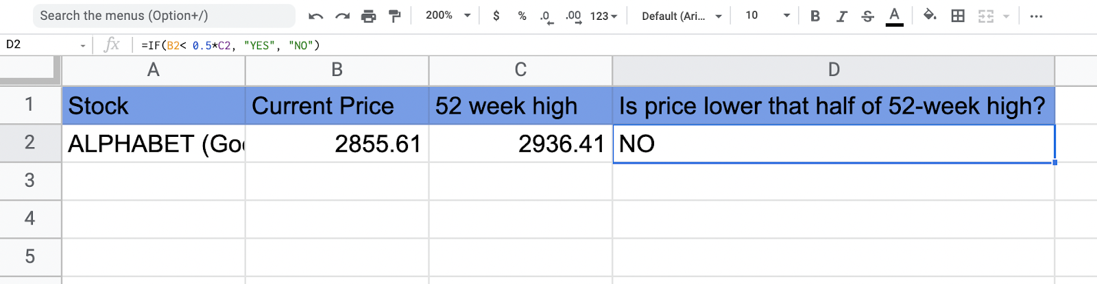 Google Sheet screenshot