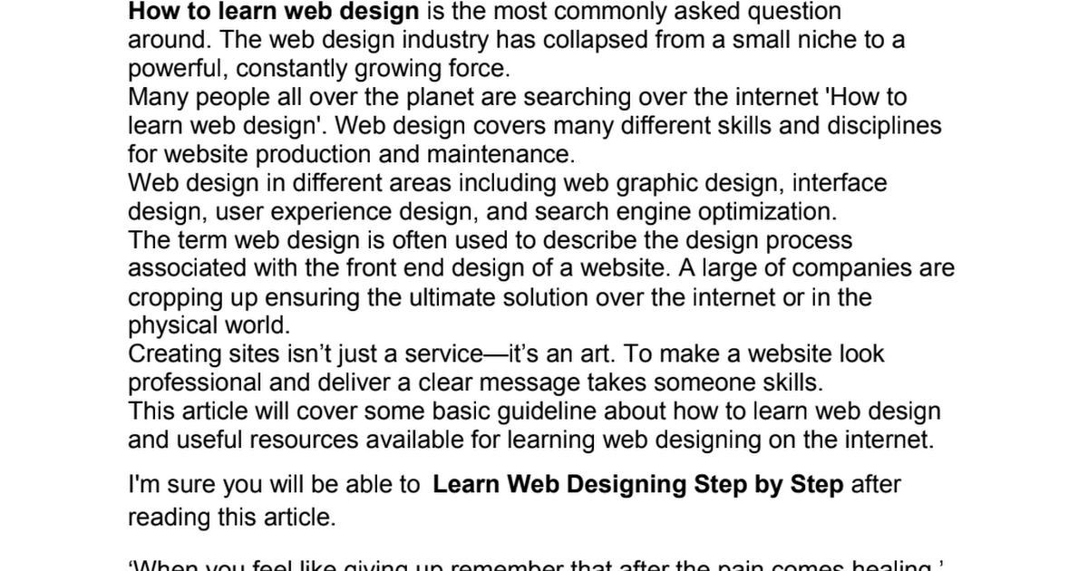 How To Learn Web Designing Step By Step From Basics In 2018.pdf ...