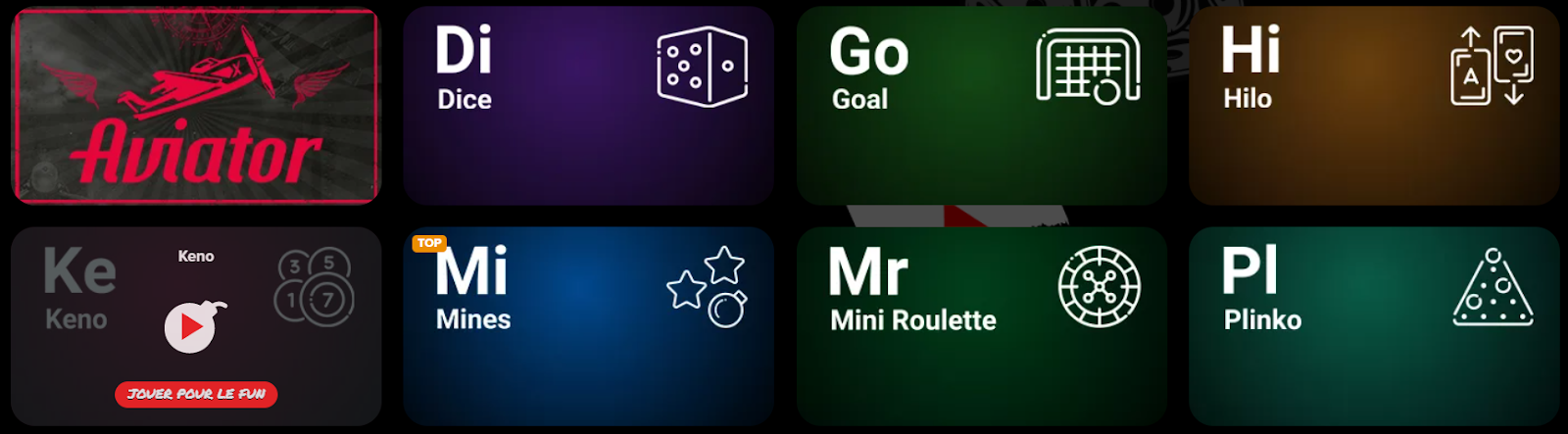 Mini-jeux Arlekin Casino