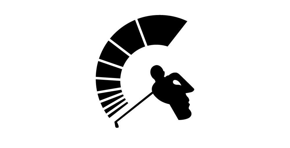 Spartan Golf Club logo uses negative space in logo design.