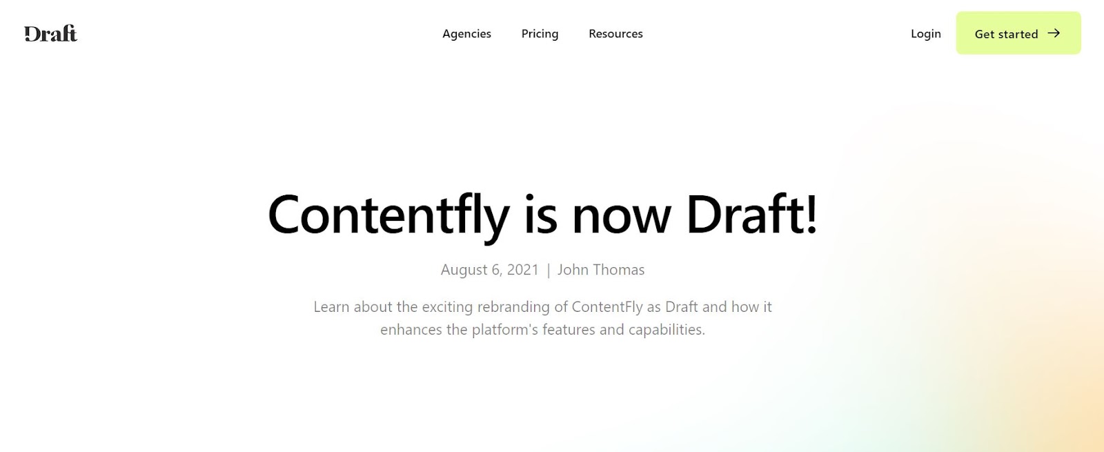 Draft Homepage