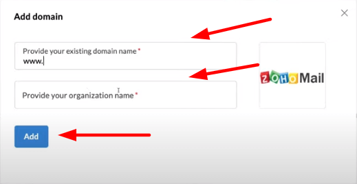 How to Create an Email for a Business: Adding organization and domain name.