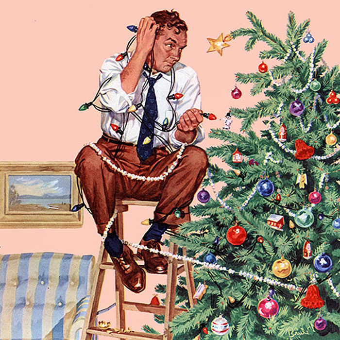 Norman Rockwell Christmas Vintage Art Christmas Tree