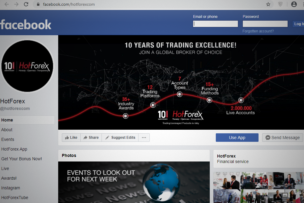 Facebook Page of HotForex