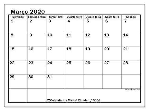 Calendário março 2020 (50DS) - Michel Zbinden PT