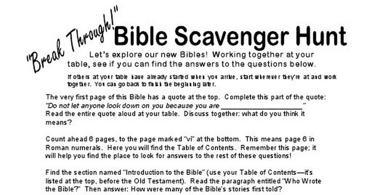 Bible Scavenger Hunt PDF