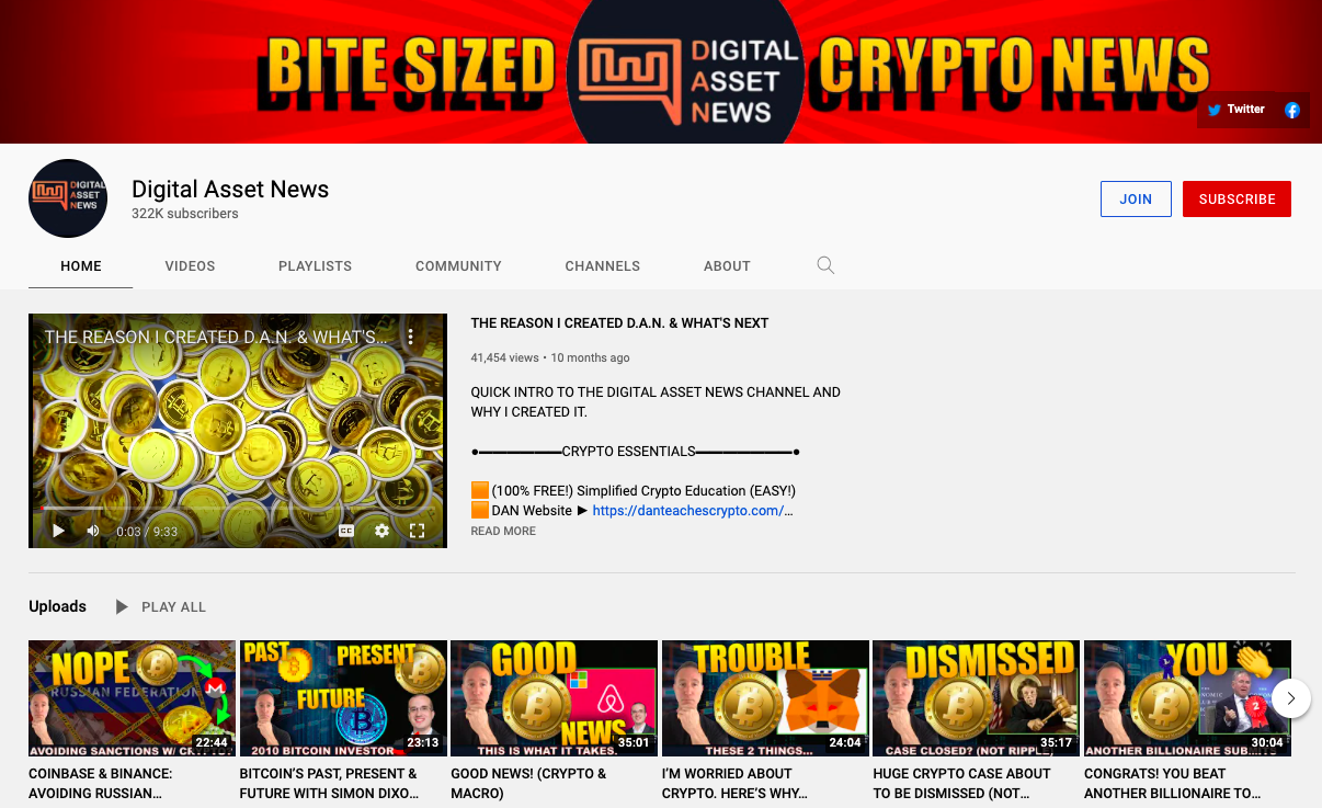 Digital Assets News Youtube channel