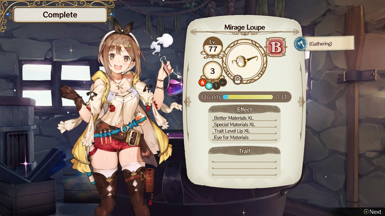 Using Item Rebuild to obtain a Mirage Loupe with all four effects. | Atelier Ryza: Ever Darkness & the Secret Hideout
