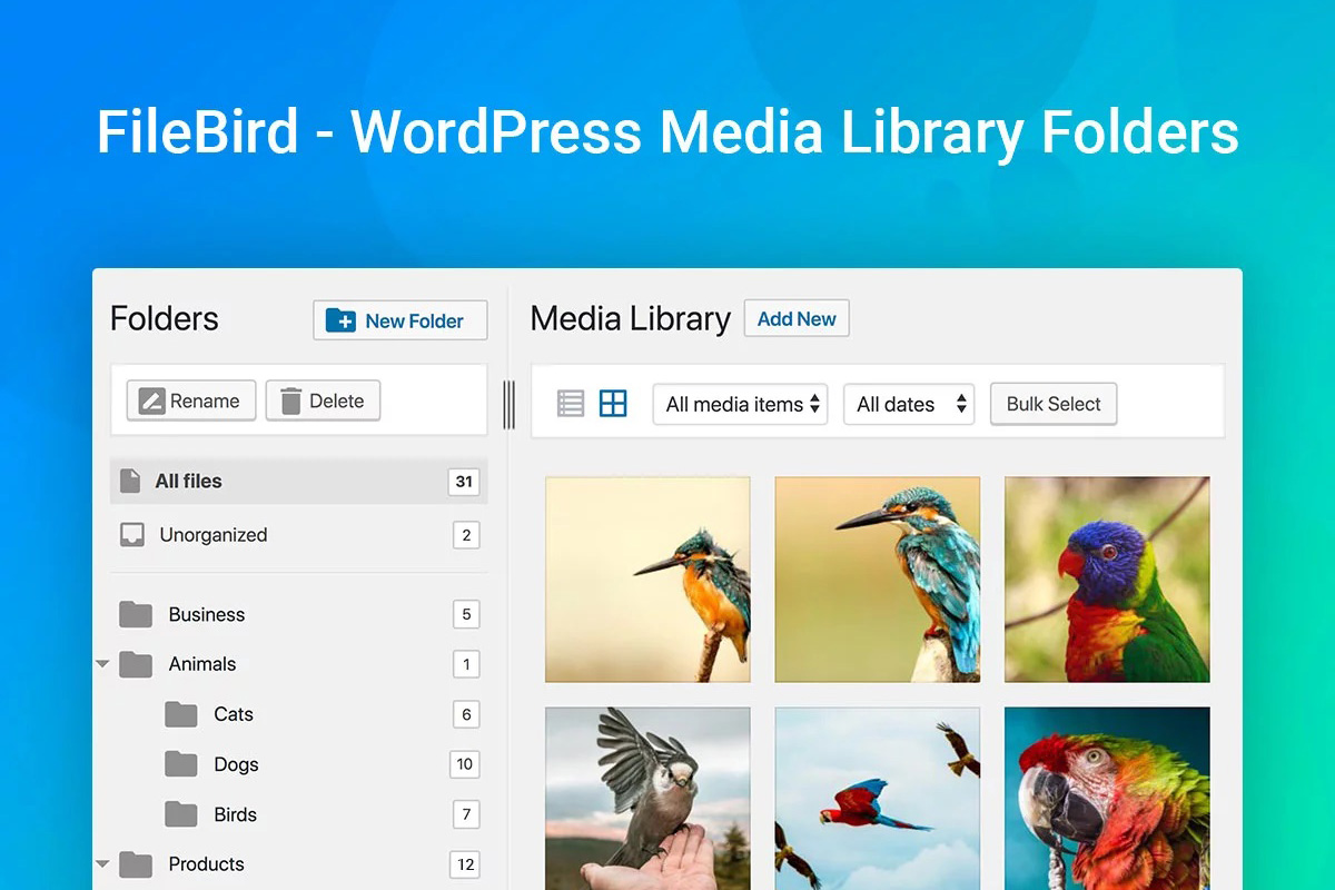 FileBird – Pastas da biblioteca de mídia do WordPress