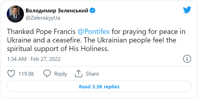Đại sứ quán: Đức Giáo hoàng đã gọi điện cho tổng thống Ukraine