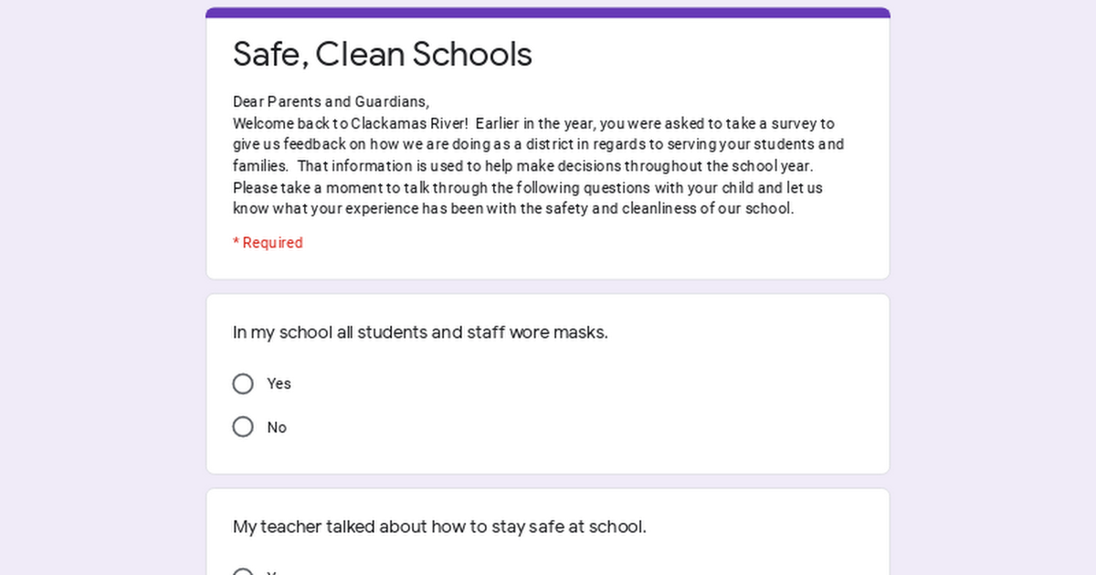 Safe, Clean Schools