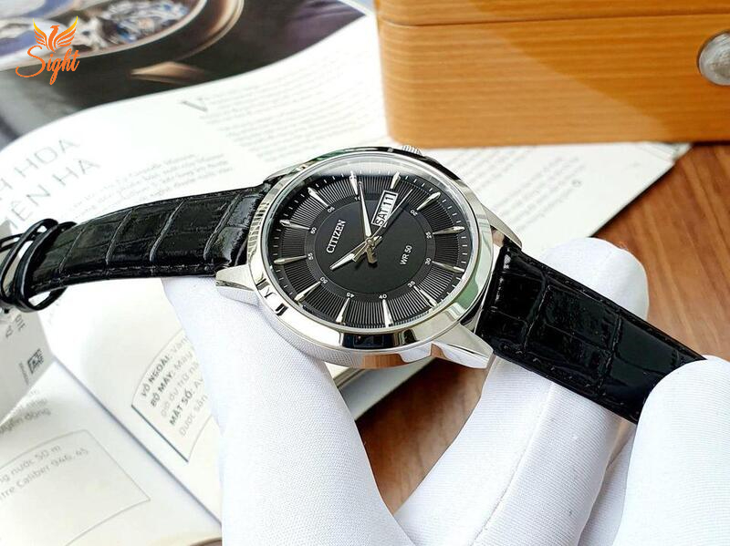 BF2011-01E - Đồng hồ Citizen nam dây da máy Quartz phong cách bí ẩn, hiện đại