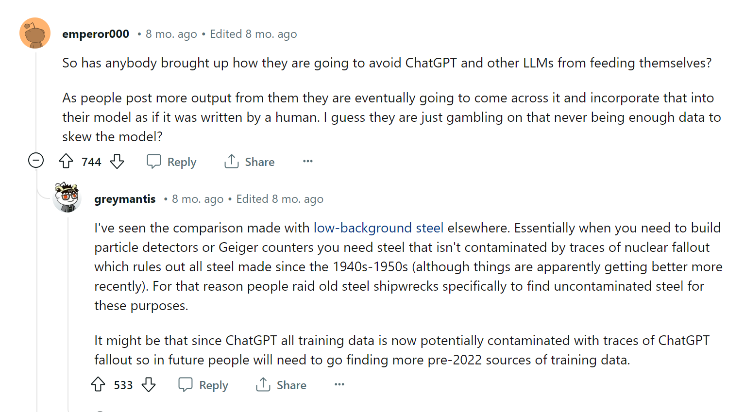 Reddit discussion about ChatGPT