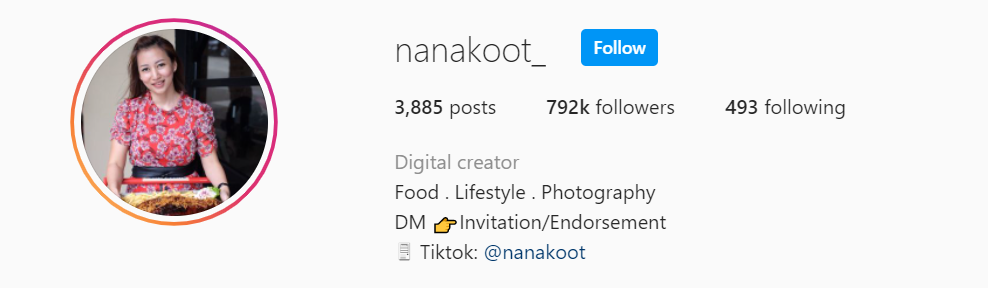 Nana Koot Instagram account KOL Indonesia