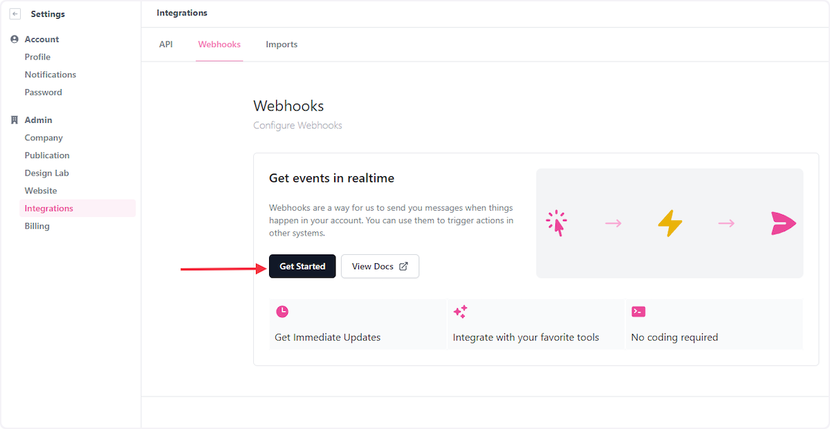 Click on "Get Started".