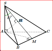 Cho hình chóp (S.ABC)có đáy (ABC) là tam giác vuông cân tại (A) cạnh (a), cạnh bên (SA) vuông góc với mặt phẳng đáy, góc giữa (SA) và mặt phẳng (left( {SBC} right)) bằng (45^circ ). Thể tích khối chóp (S.ABC) bằng.</p> 1