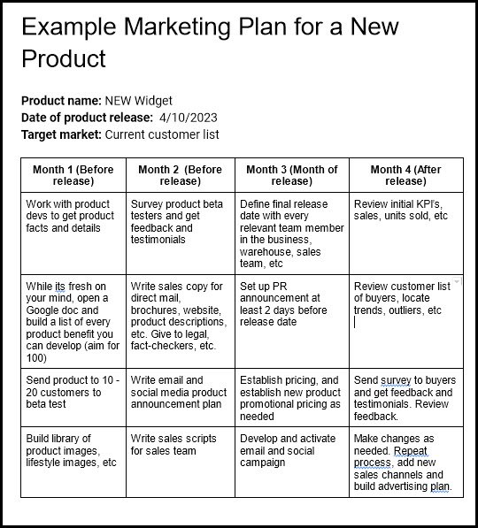 business plan for new product format