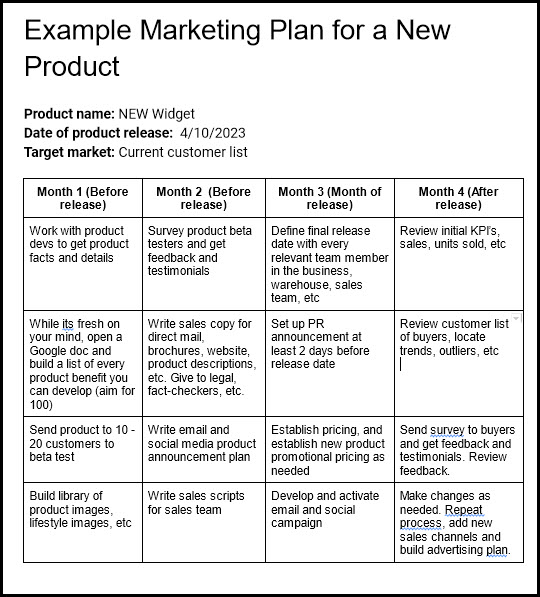 How To Write A Marketing Plan For A New Product Free Template 
