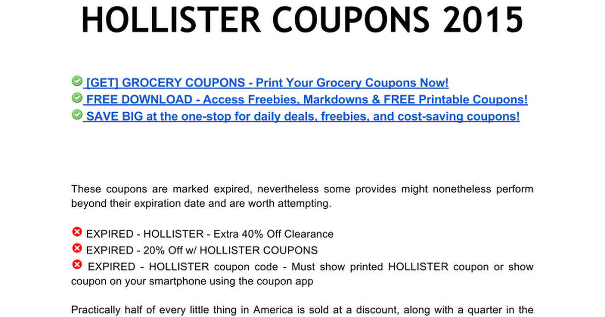 Hollister Coupons Google Docs