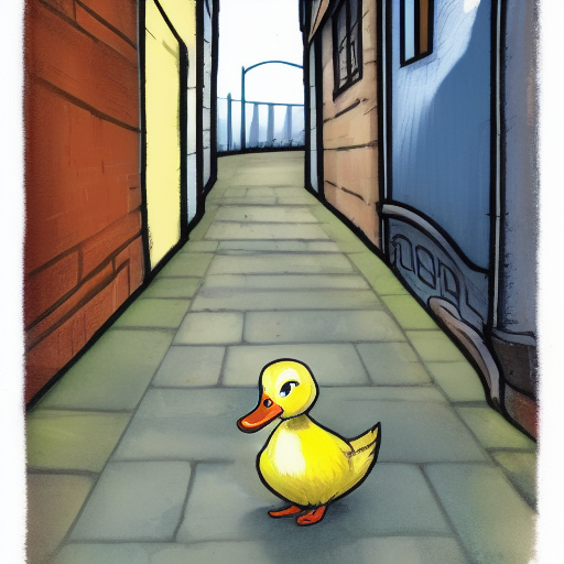 a duckling in an alleyway