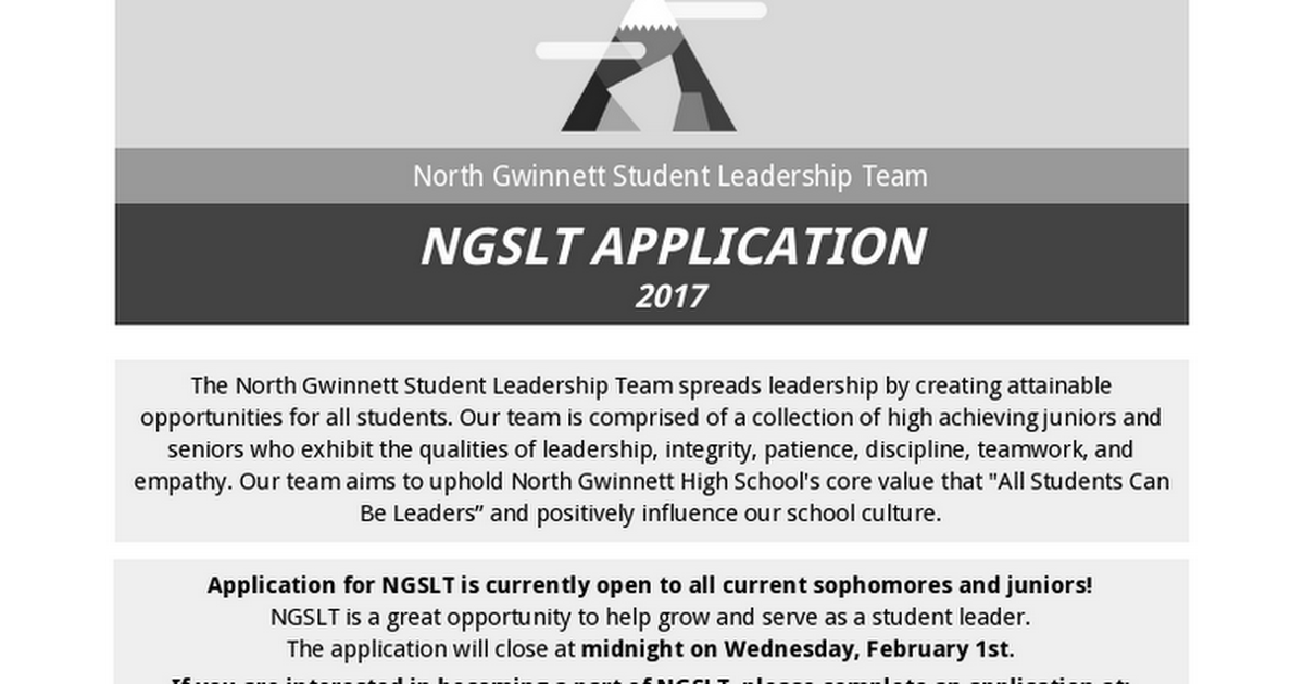 NGSLT 2016 Application Flyer