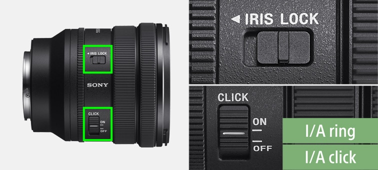 Product image showing position of click-stop switch