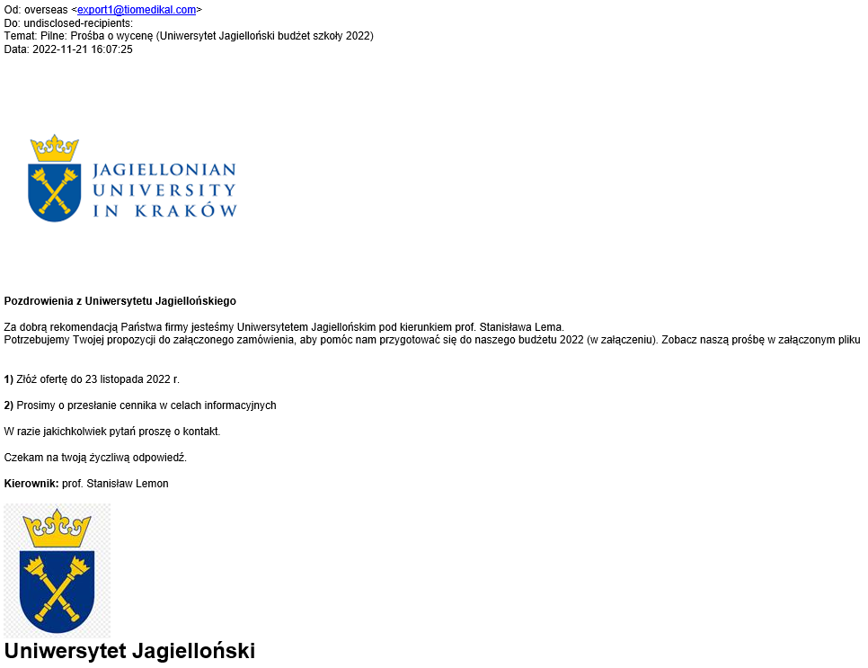  Uwaga: fałszywe oferty Uniwersytetu Jagiellońskiego