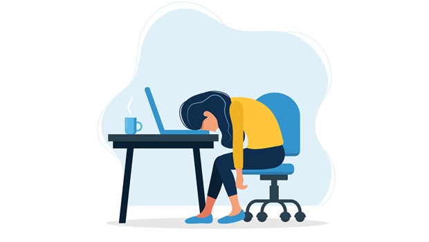Seseorang karyawan yang sedang mengalami fase work fatigue.