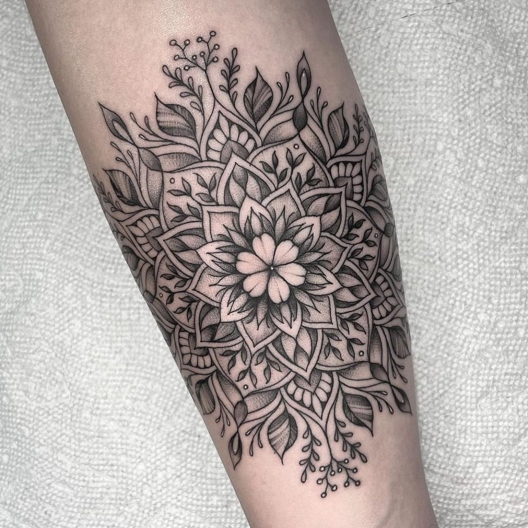 black and white mandala tattoo