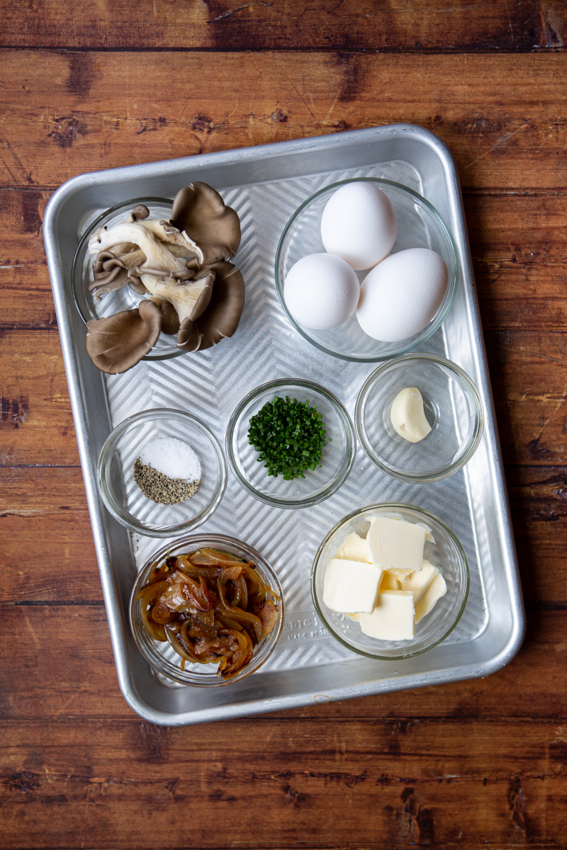 ingredients to make oyster mushroom omelette