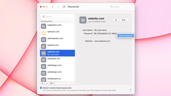 Saving Macbook Passwords