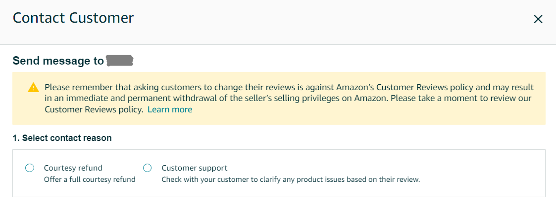 sending a message to Amazon customer