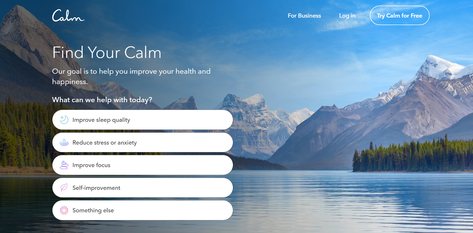 Ứng dụng Calm cho phép truy cập free với những tính năng đơn giản