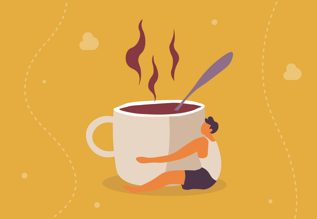 An illustration created for DeskTime's productivity experiments with coffee