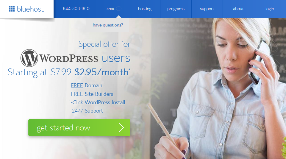Promoção de hospedagem compartilhada Bluehost